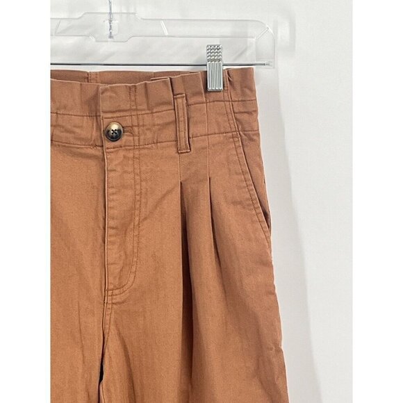 Madewell Paperbag Brown Straight Leg Pants Sz 26 AJ460 - Picture 3 of 6